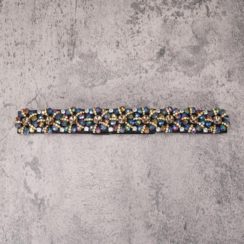 Colorful Rhinestone Flower Belt Women Elastic Thin Belts Waistband