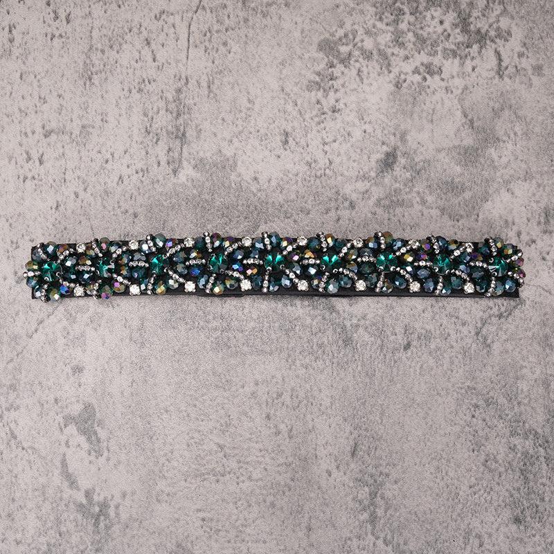 Colorful Rhinestone Flower Belt Women Elastic Thin Belts Waistband