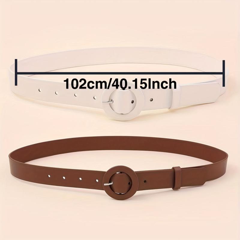 2pcs Round Pin Buckle Belt for Women