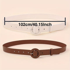 2pcs Round Pin Buckle Belt for Women
