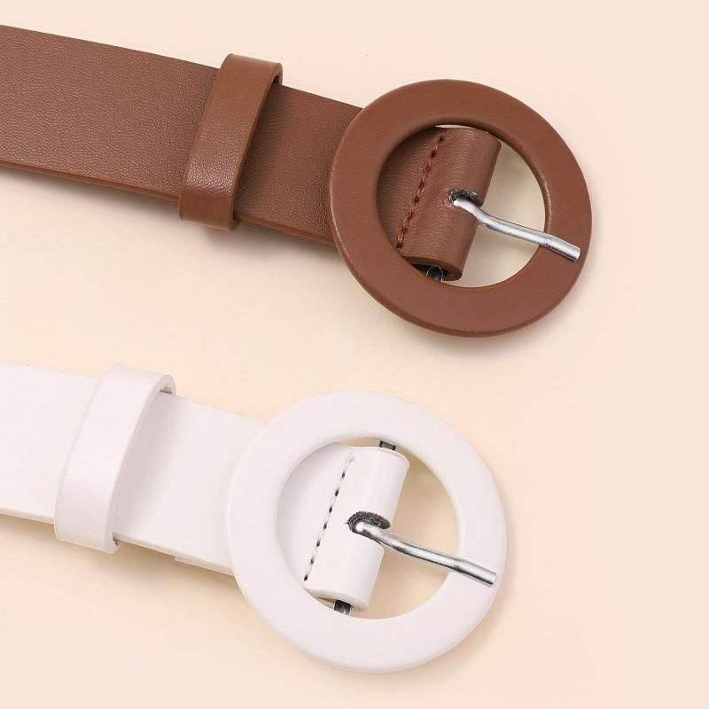 2pcs Round Pin Buckle Belt for Women