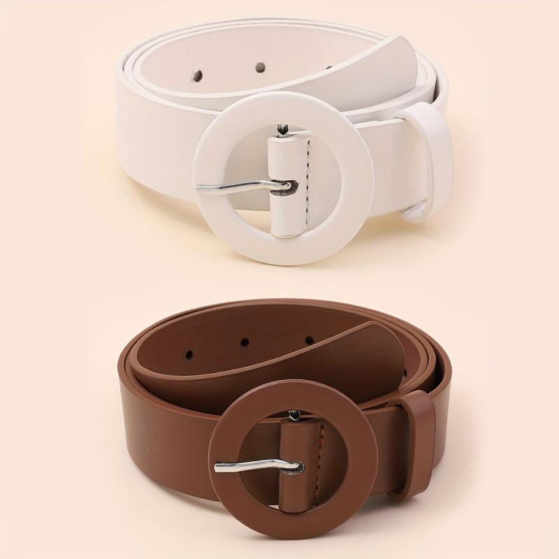 2pcs Round Pin Buckle Belt for Women