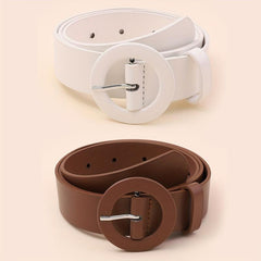 2pcs Round Pin Buckle Belt for Women