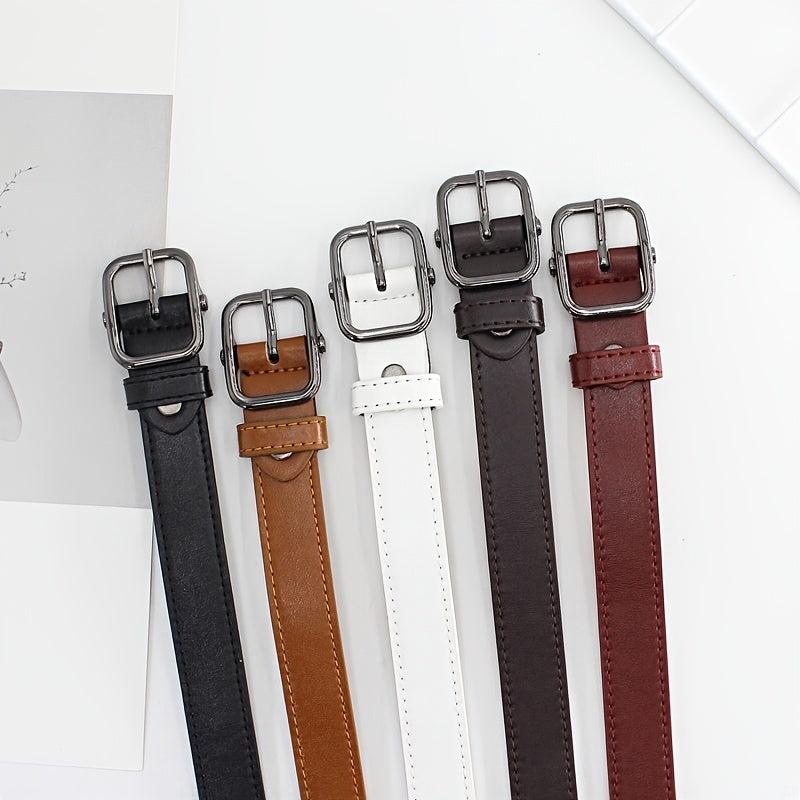 Square Pin Buckle Belt Unisex PU Leather Casual Belt Jeans Pants Belt