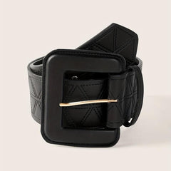 Triangle Suture Wide PU Belts Square Buckle Waist Belt