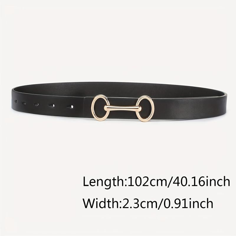 Double Circle Buckle Belt PU Leather Waist Belt for Women