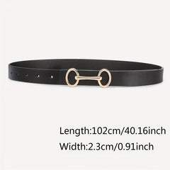 Double Circle Buckle Belt PU Leather Waist Belt for Women