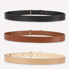 Double Circle Buckle Belt PU Leather Waist Belt for Women