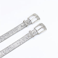 Y2K Eyelet Belt Sparkling Rhinestone PU Leather Waistband