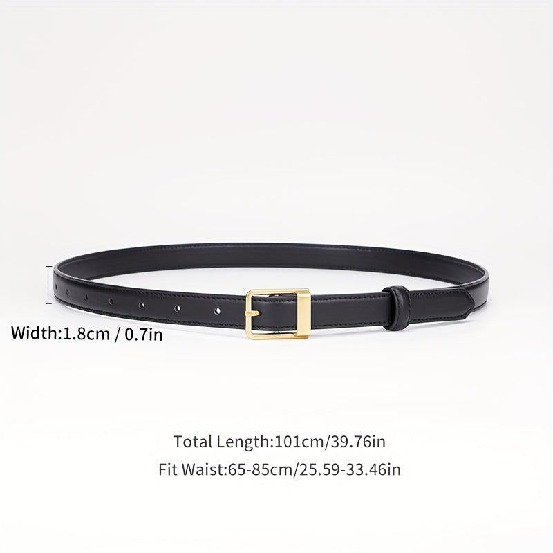 Vintage Leather Belt Rectangle Buckle Women Pants Jeans Belts