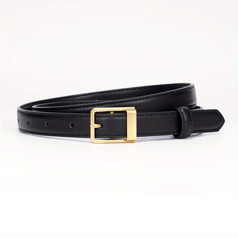 Vintage Leather Belt Rectangle Buckle Women Pants Jeans Belts