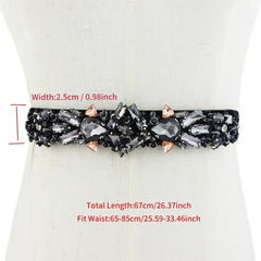 Rhinestone Elastic Band Waist Belt for Women's Suit Coat Dress