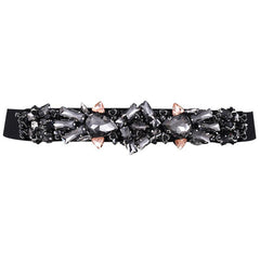 Rhinestone Elastic Band Waist Belt for Women's Suit Coat Dress