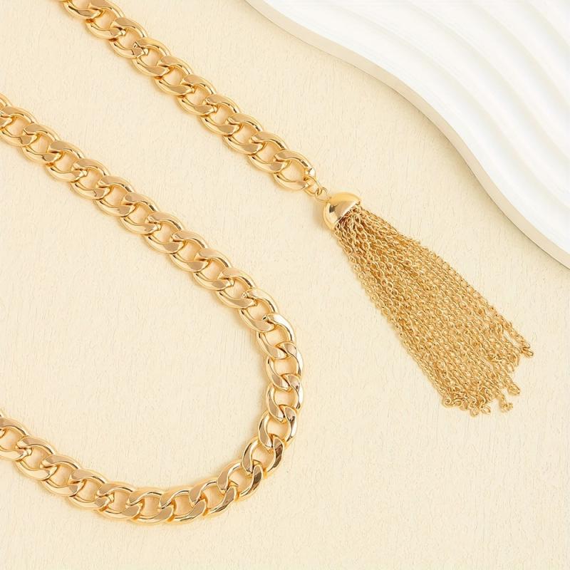 Vintage Tassel Pendant Waist Chain Metal Belly Chain Beach Chain Dress Girdle