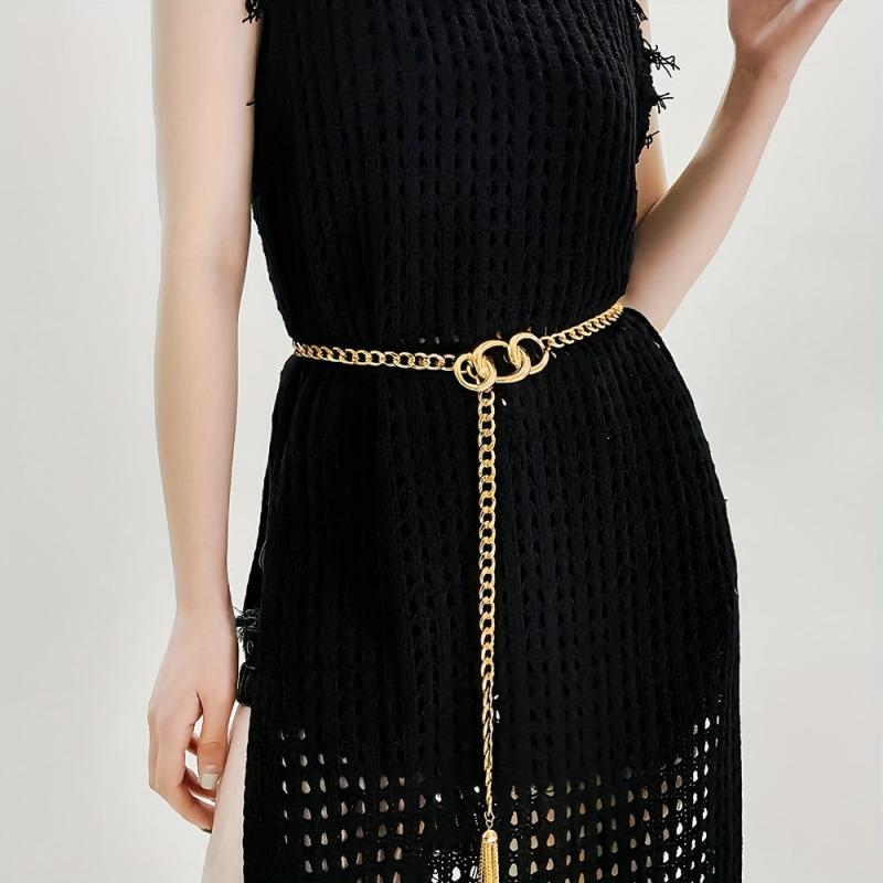 Vintage Tassel Pendant Waist Chain Metal Belly Chain Beach Chain Dress Girdle