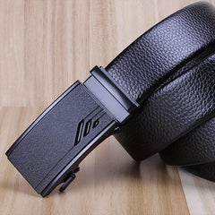 Men's Two Layer Cowhide Business Belt with Automatic Buckle