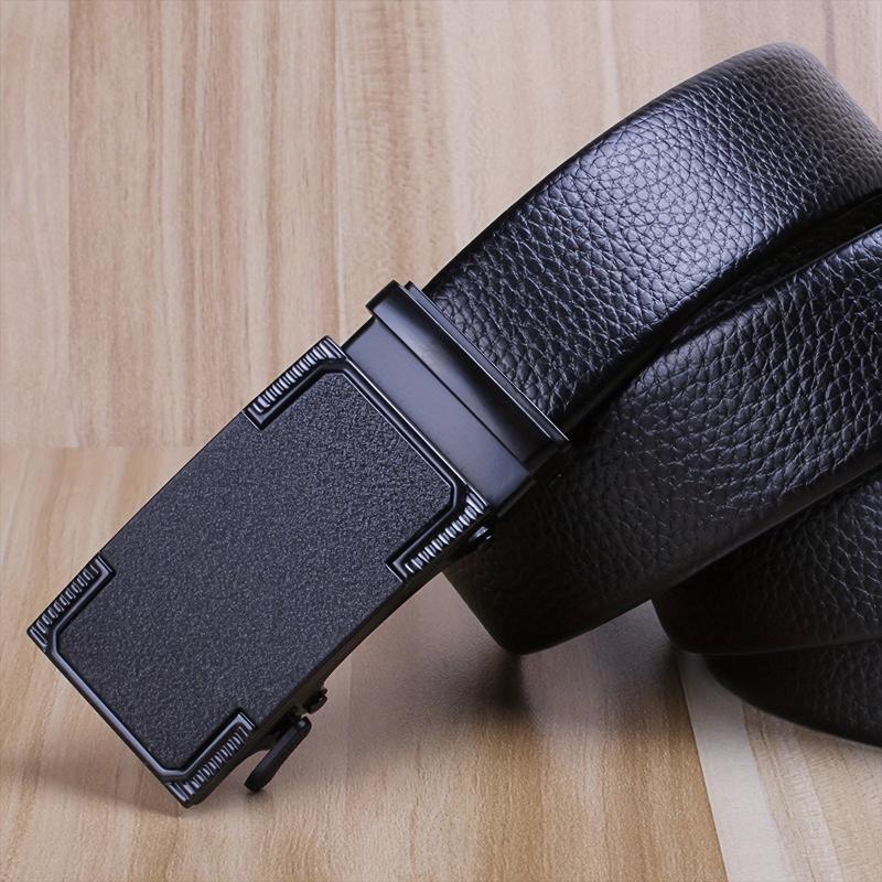 Men's Two Layer Cowhide Business Belt with Automatic Buckle