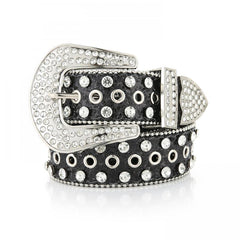 Rhinestone Belt Unisex Sequin PU Leather Jeans Pants Belt Hip Hop Waistband