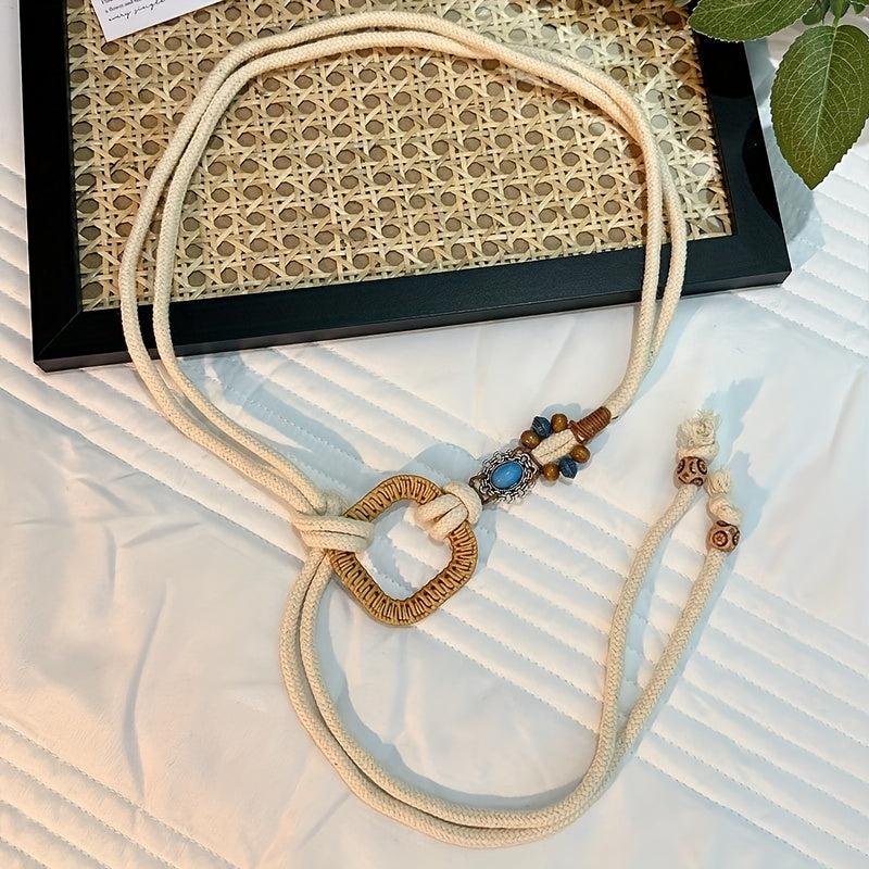 Bohemian Beaded Rope Belt Vintage Lace Up Waistband