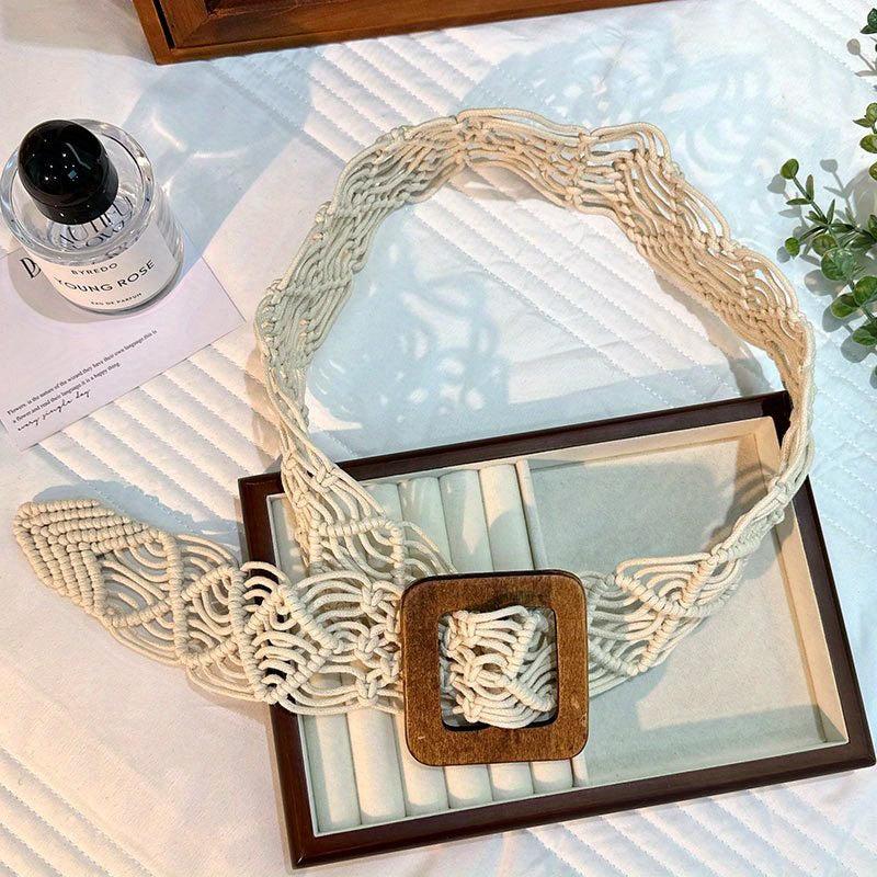 Bohemian Beaded Rope Belt Vintage Lace Up Waistband