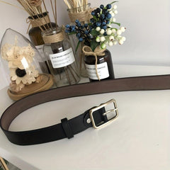 Rectangular Pin Buckle PU Belt Solid Casual Jeans Pants Dress Girdle Women