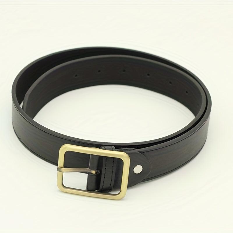 Rectangular Pin Buckle PU Belt Solid Casual Jeans Pants Dress Girdle Women