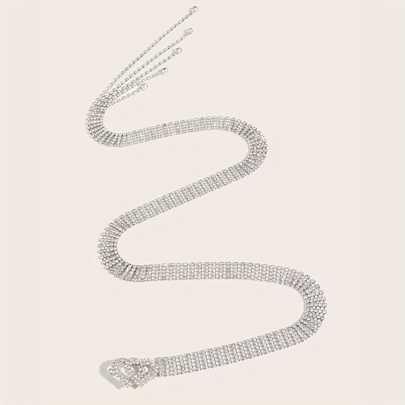 Double Heart Buckle Belt Y2K Rhinestone Tassel Waistband Girdle