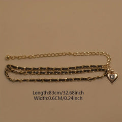 Gold Heart Pendant Waist Chain Double Layer Decorative Dress Girdle