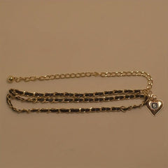 Gold Heart Pendant Waist Chain Double Layer Decorative Dress Girdle