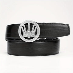 Men's Rhinestone Crown Auto Buckle PU Leather Belt