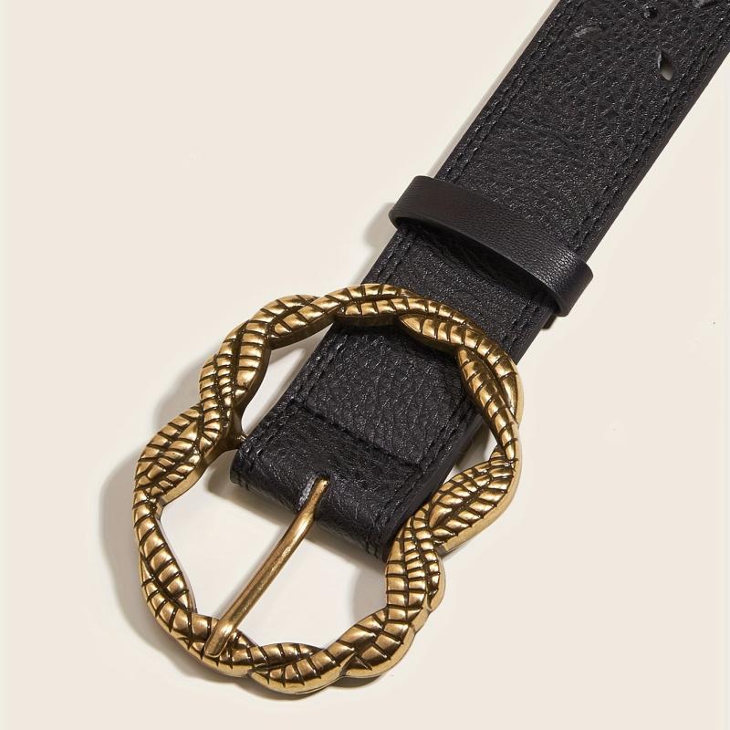 Irregular Hollow Buckle Wide Belt Geometric PU Waistband for Party Prom