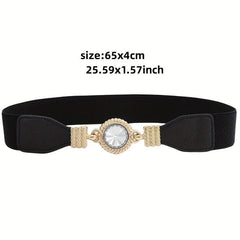 Stylish Buckle Thin Elastic Belt Waistband Solid Decorative Belts Dress Girdle