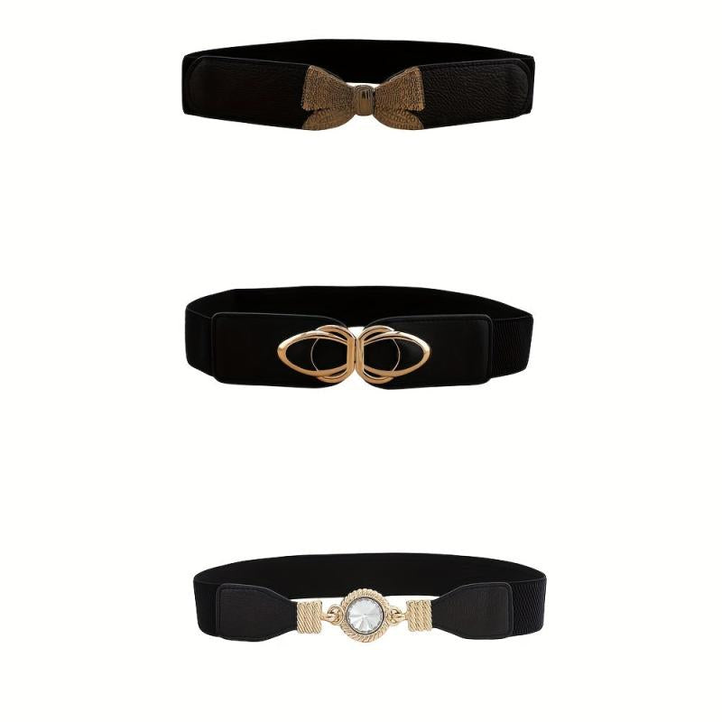 Stylish Buckle Thin Elastic Belt Waistband Solid Decorative Belts Dress Girdle