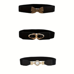 Stylish Buckle Thin Elastic Belt Waistband Solid Decorative Belts Dress Girdle