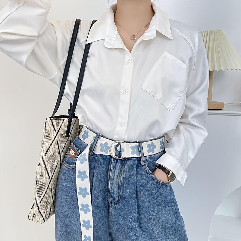 Wide Belt Flower Trousers Belt Casual Decorative Belt For Women