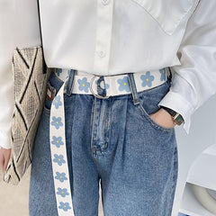 Wide Belt Flower Trousers Belt Casual Decorative Belt For Women