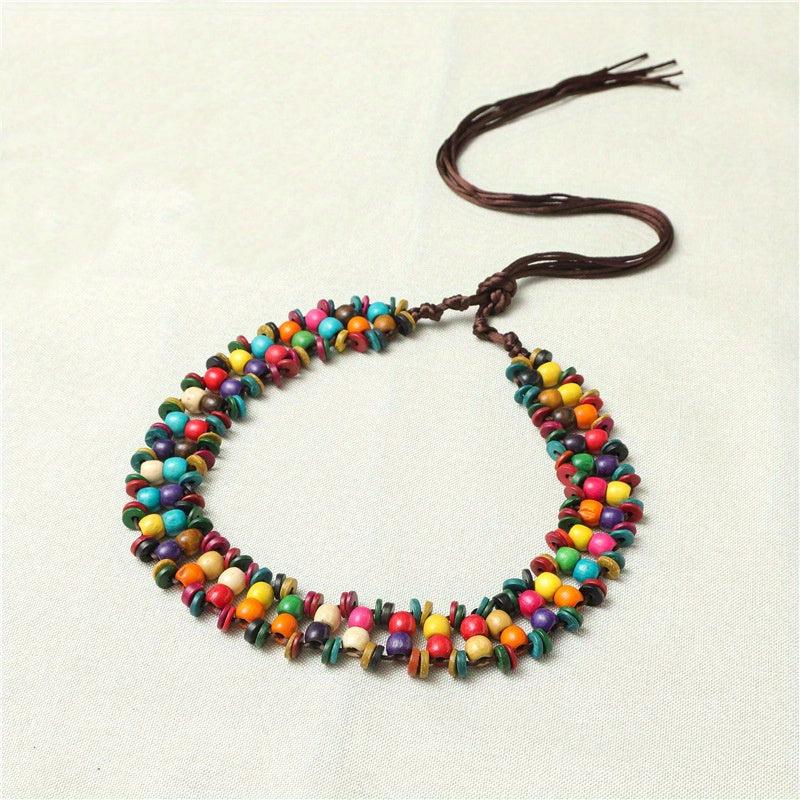 Boho Beaded Rainbow Waist Chain Y2K Tassel Vintage Dress Girdle DIY Accessory