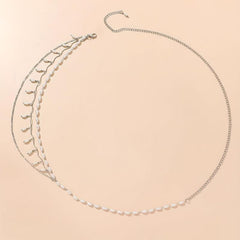 Faux Pearl Layered Waist Chain Pendant Tassel Metal Belt Dress Girdle