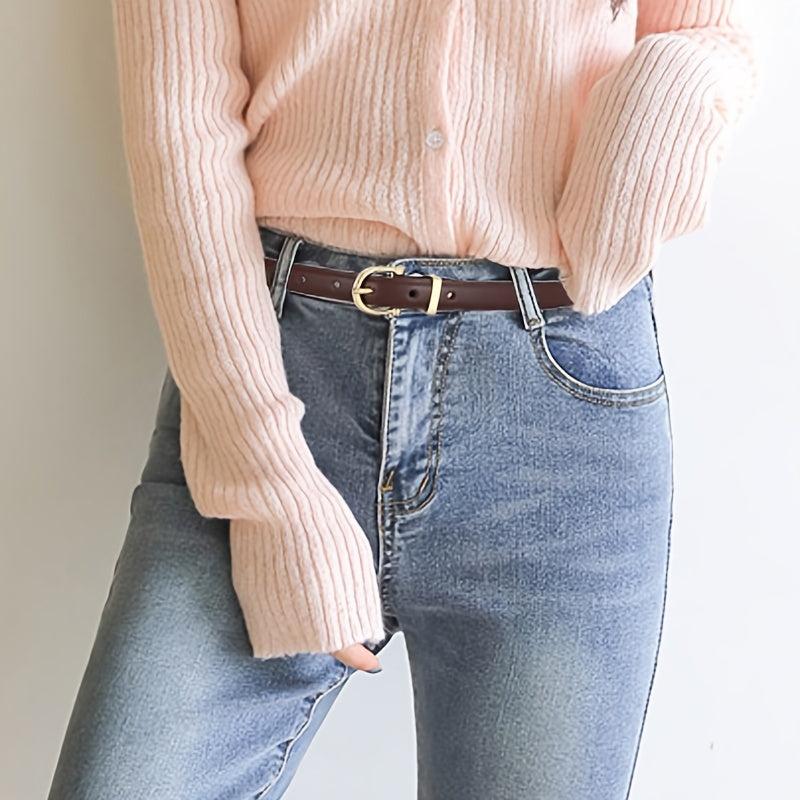 Women's Faux Leather Pin Buckle Waist Belt For Jeans Pants