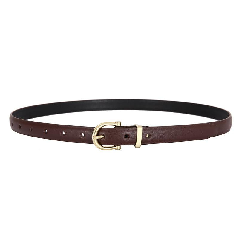 Women's Faux Leather Pin Buckle Waist Belt For Jeans Pants