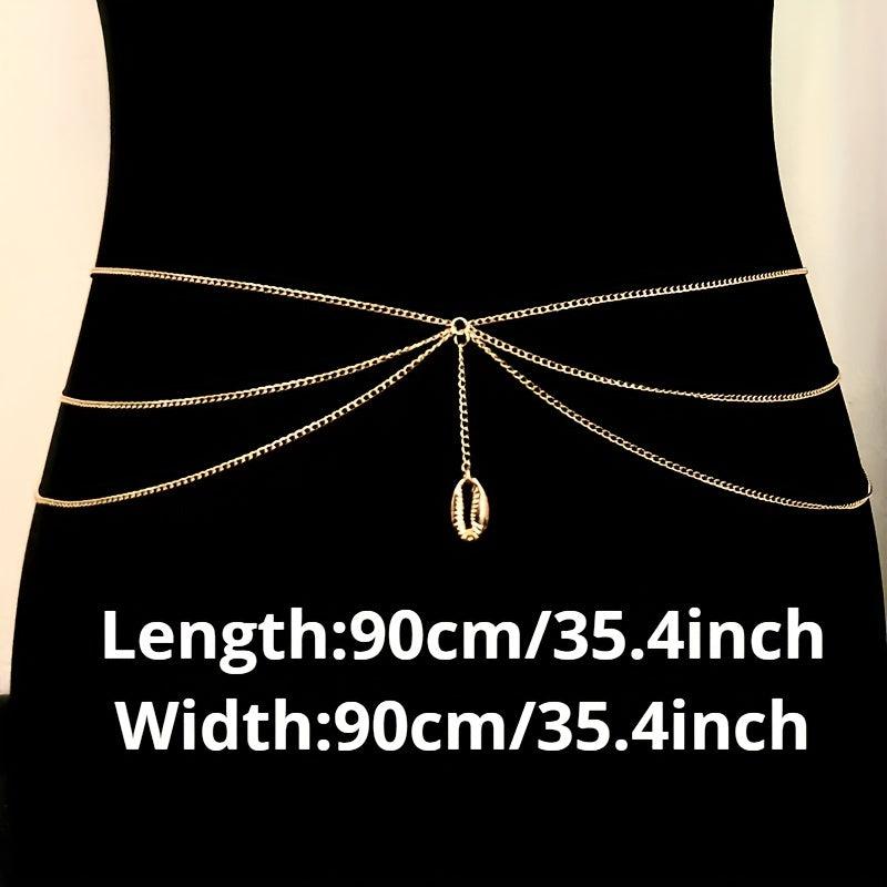 Shell Tassel Boho Waist Chain Three Layer Metal Belly Chain