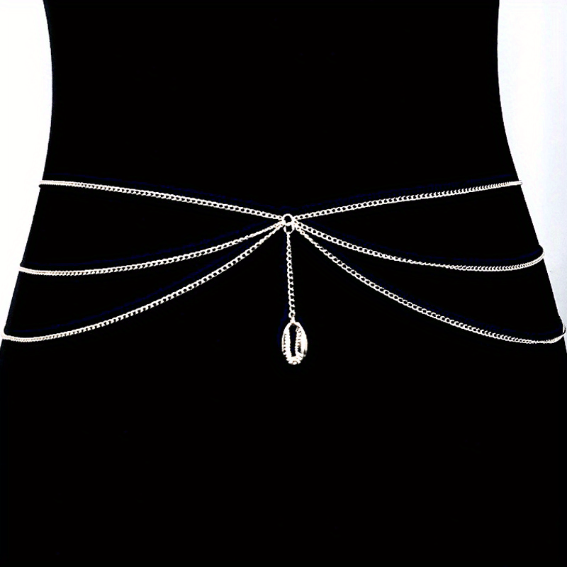 Shell Tassel Boho Waist Chain Three Layer Metal Belly Chain
