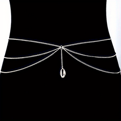 Shell Tassel Boho Waist Chain Three Layer Metal Belly Chain