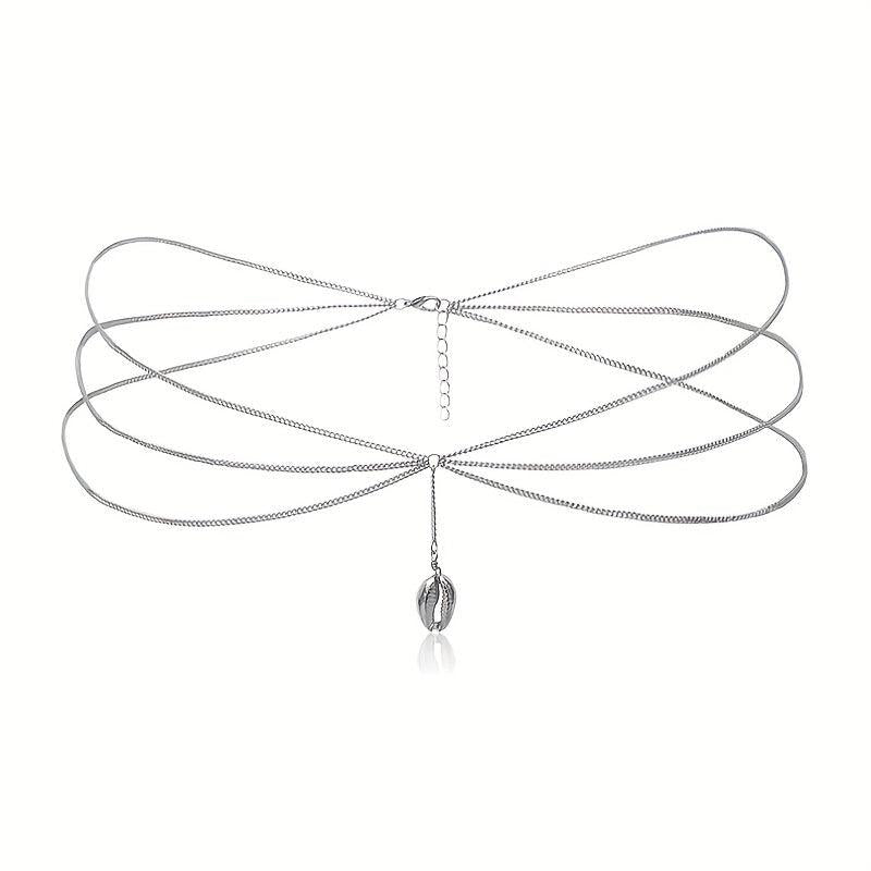 Shell Tassel Boho Waist Chain Three Layer Metal Belly Chain