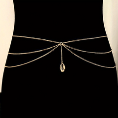 Shell Tassel Boho Waist Chain Three Layer Metal Belly Chain