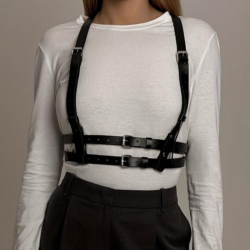 Punk PU Leather Waist Belt Women Goth Suspenders Music Dance Club