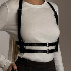Punk PU Leather Waist Belt Women Goth Suspenders Music Dance Club