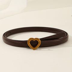 Vintage Heart Buckle PU Belt Classic Coffee Jeans Pants Belt