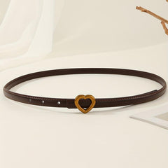 Vintage Heart Buckle PU Belt Classic Coffee Jeans Pants Belt