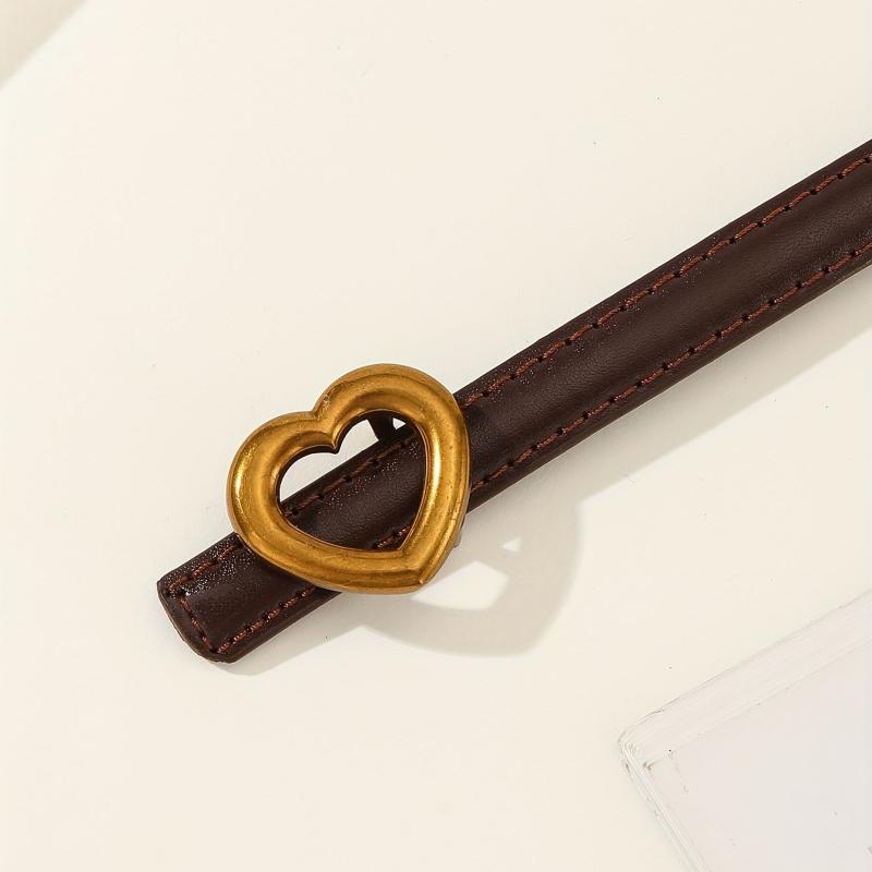 Vintage Heart Buckle PU Belt Classic Coffee Jeans Pants Belt